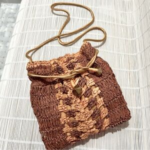 Free People Mini Woven Crossbody Bag, Earth Tone, New without Tags